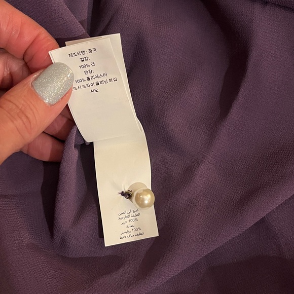 Kate Spade silk dress w/ draped neckline, long balloons sleeves. Midi. Purple 14 - Picture 16 of 16